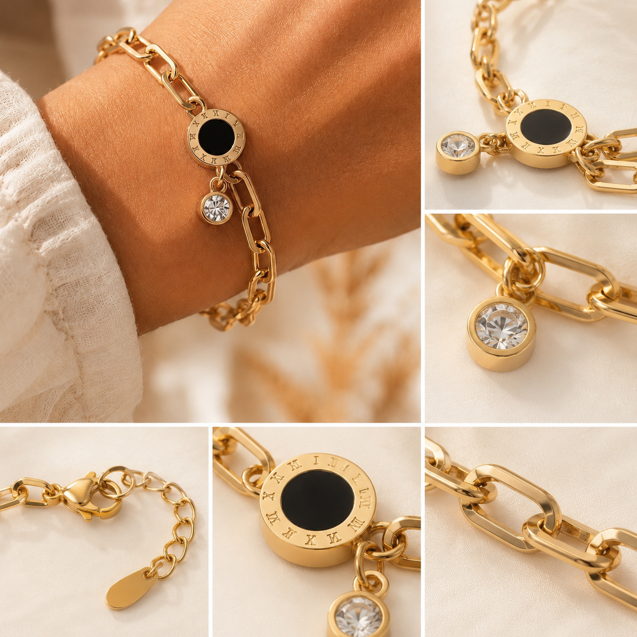 De Sparkling Gold Bracelet black detail SA009
