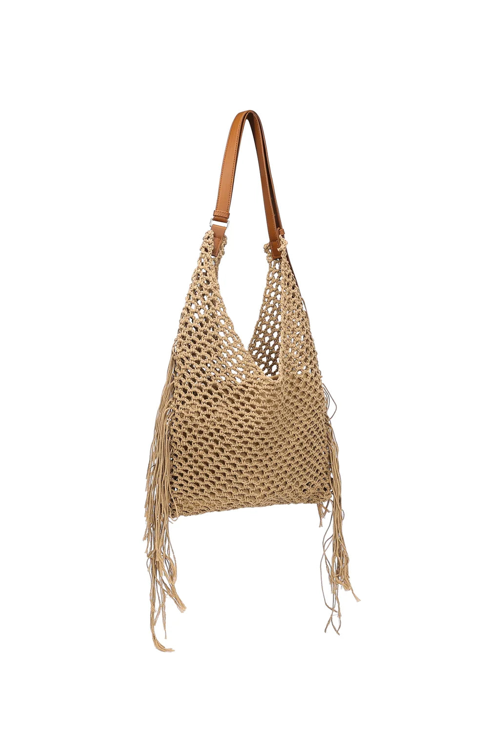 T004 Boho Macramé Schoudertas Beige – 100% Katoen