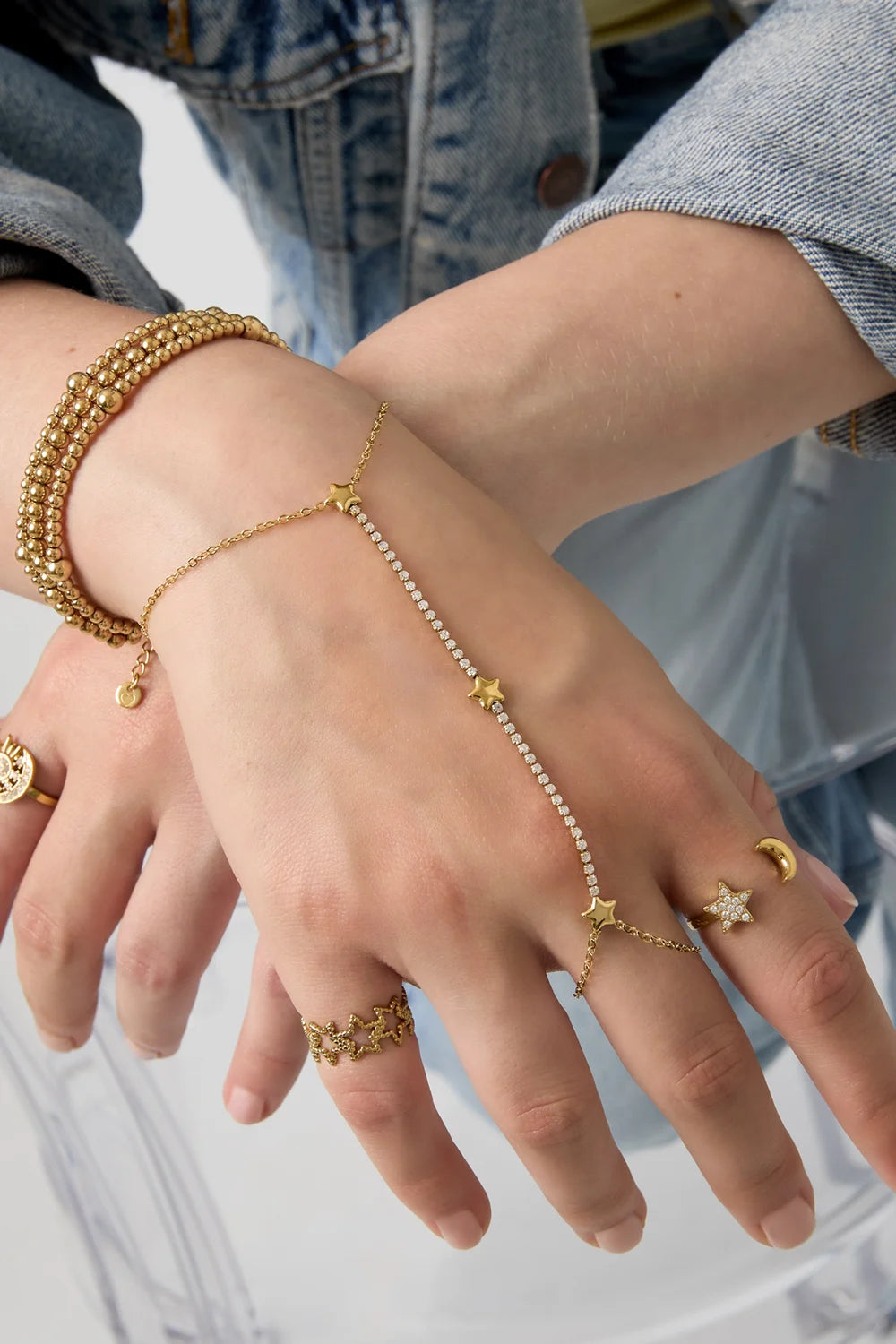 Armband met ster Bedel & Strass – Goud of zilver HC002