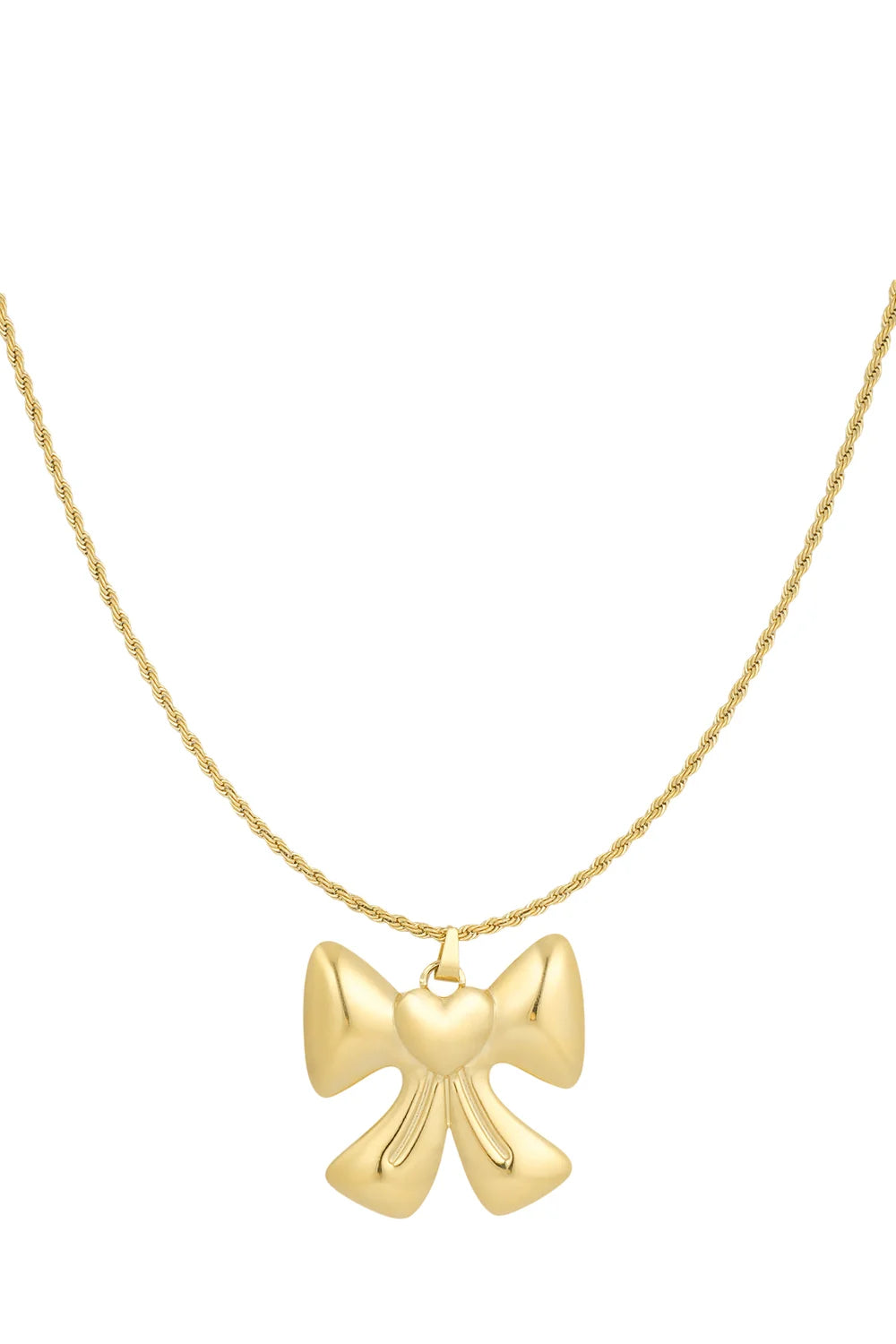 Gouden Bow Love Ketting – Stainless Steel Strik & Hart Hanger K030