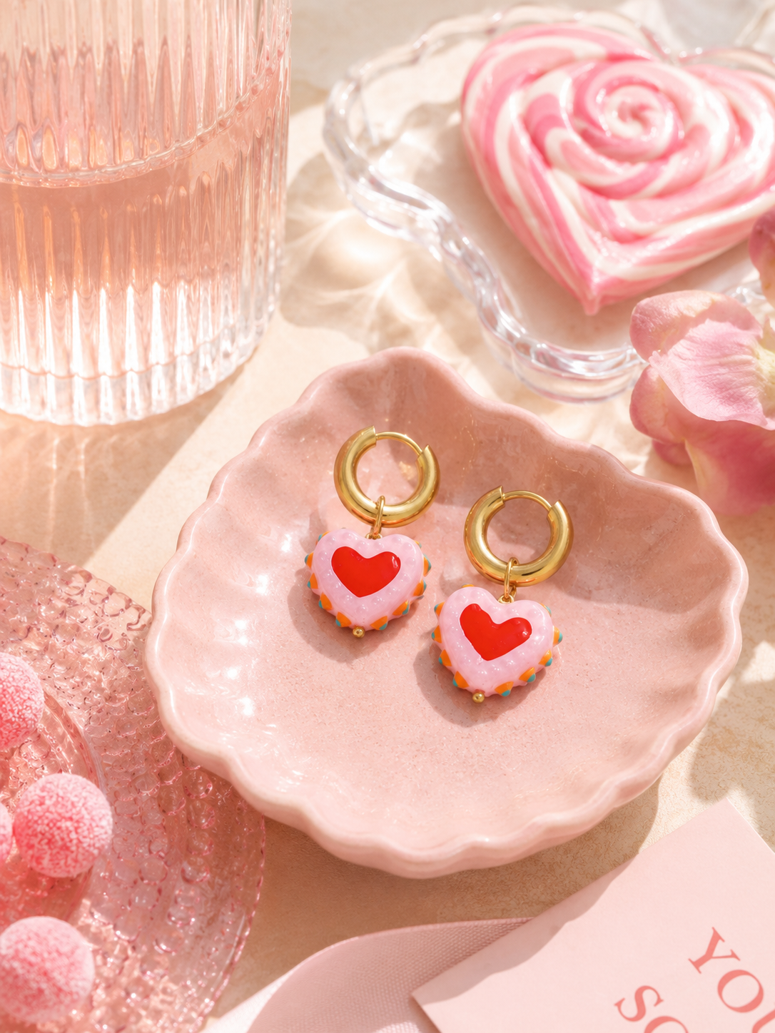Sweet Heart Oorbellen met Glaze Afwerking O012