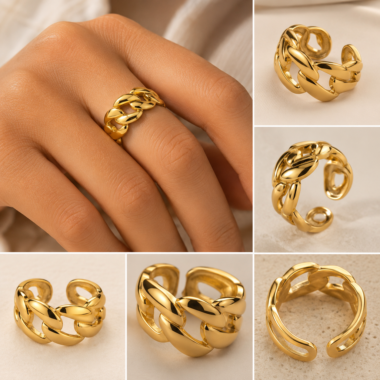 Golden Adjustable Ring R009
