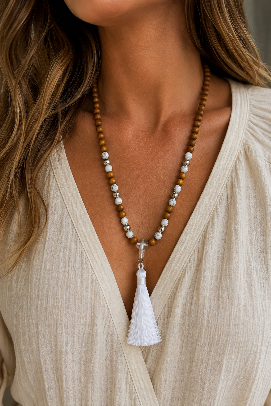 Ketting hout wit K005