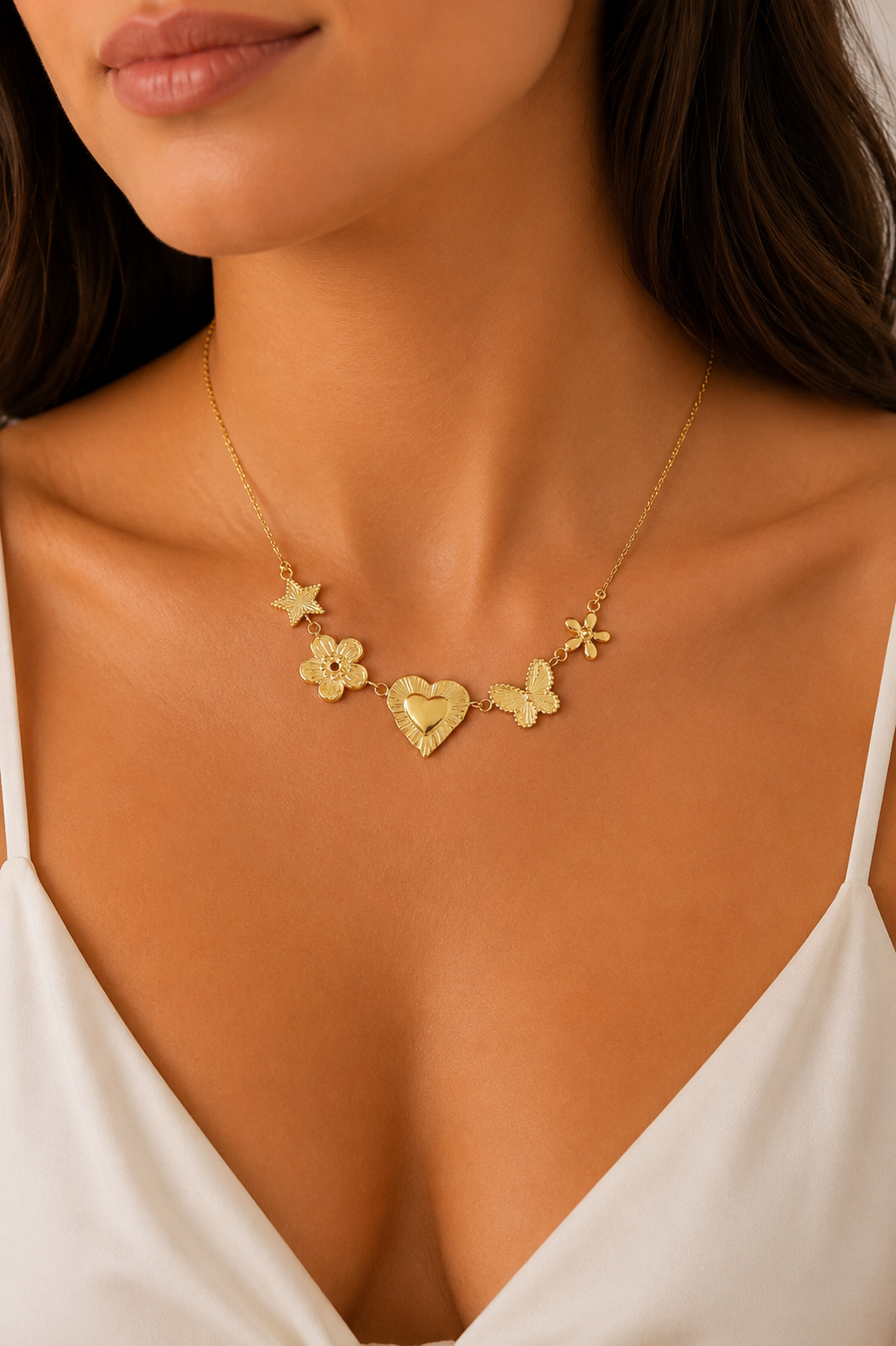 Cadeaubox 1 ketting met veel harten C003