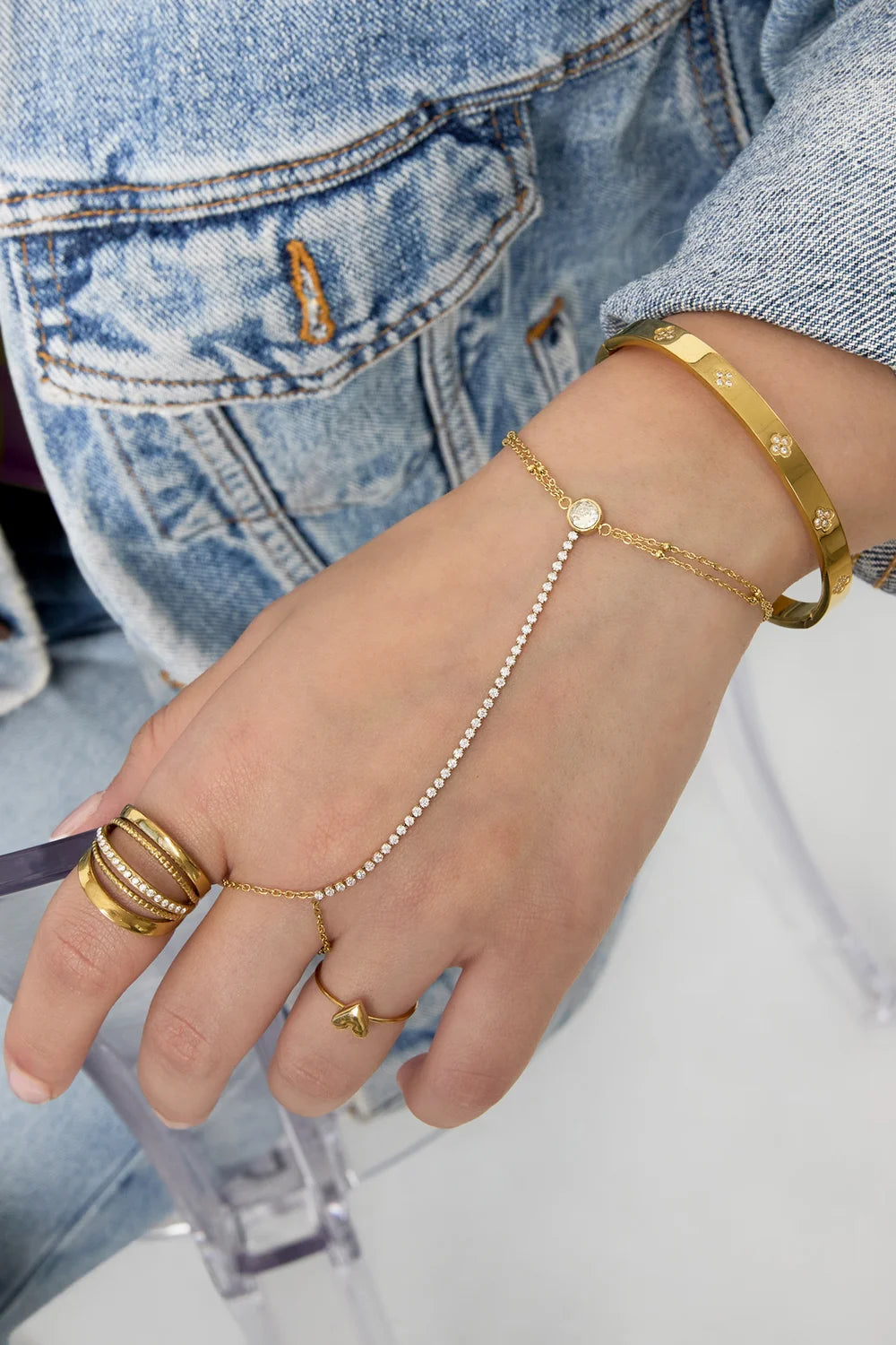 Armband met strass Bedel & Strass – Goud of zilver HC003