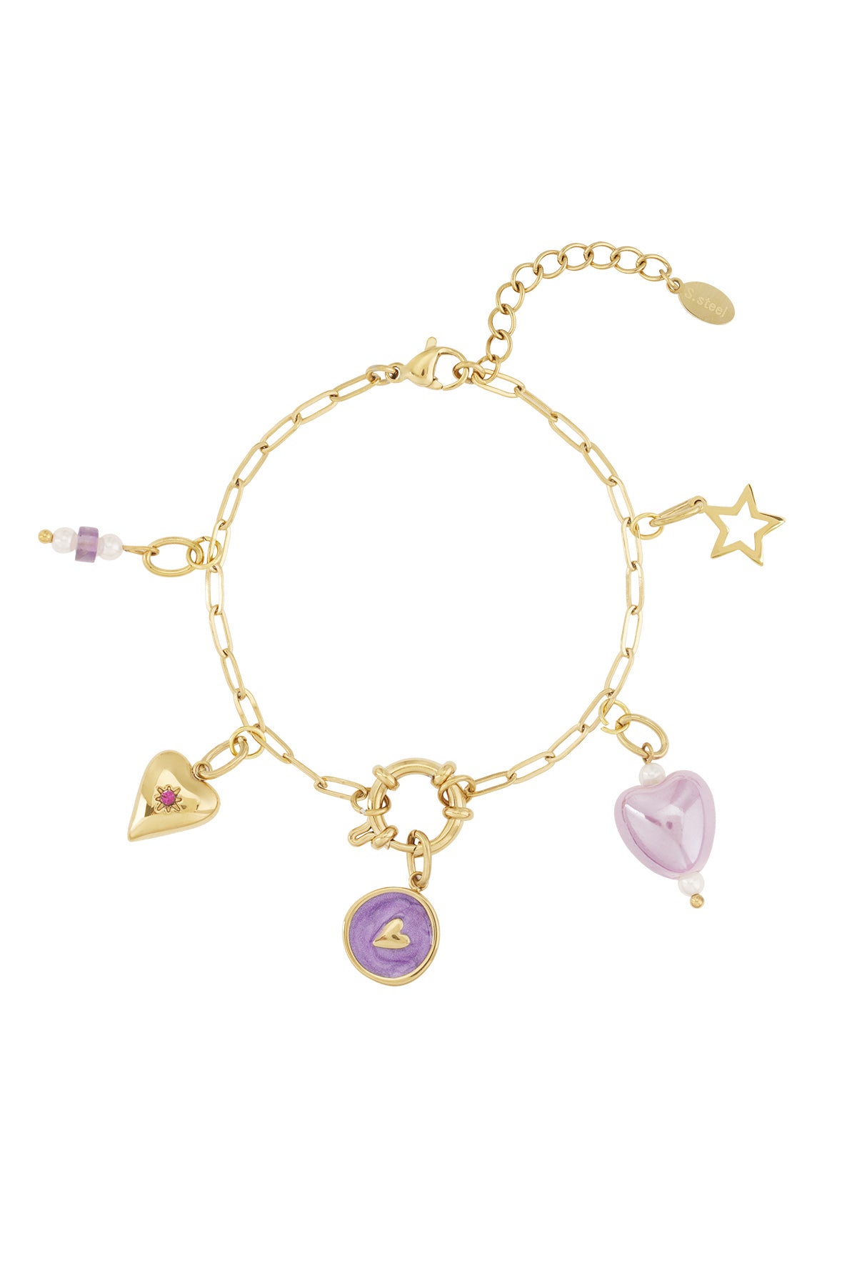 Heart Lila Charm Armband BA011