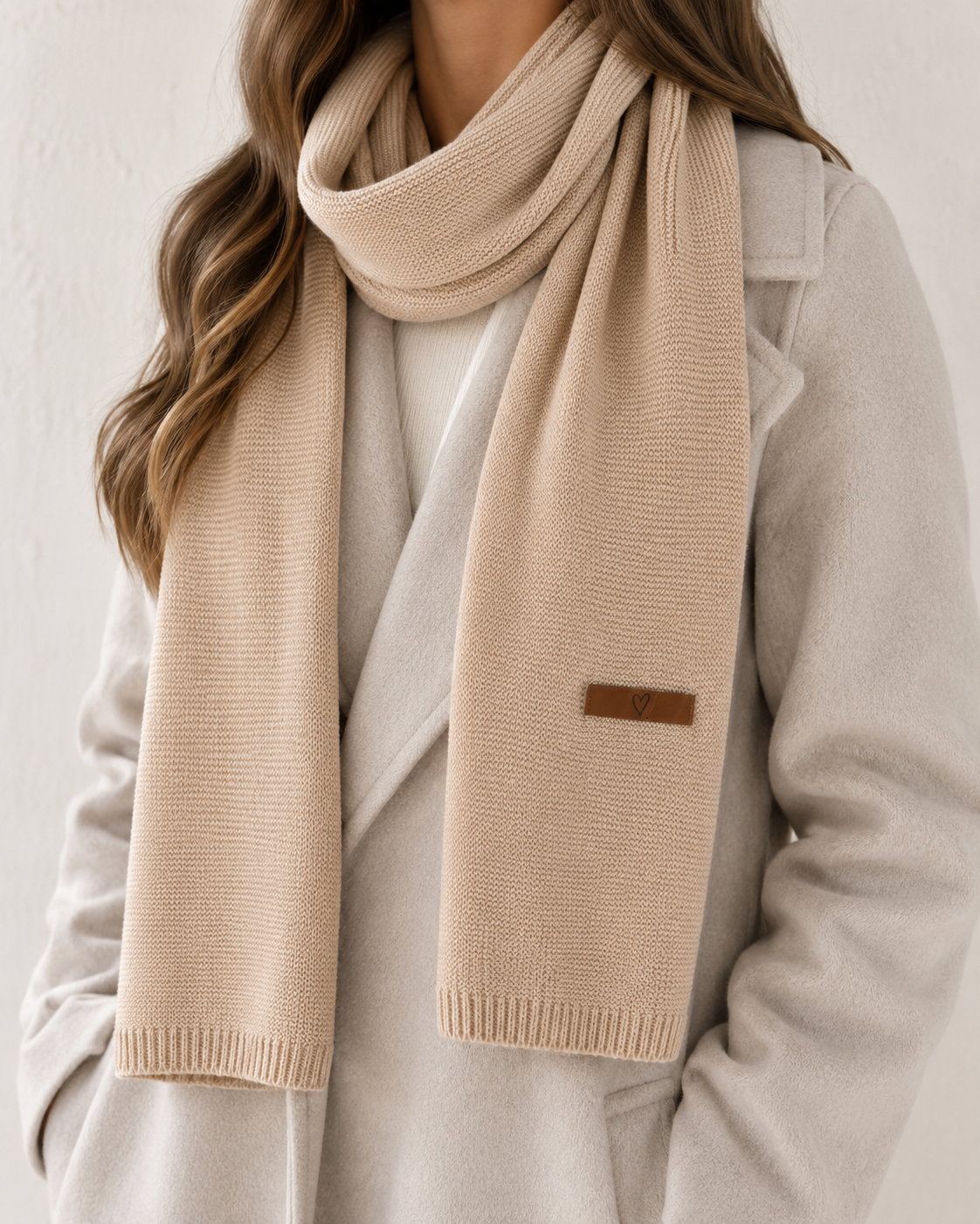 Dunne gebreide sjaal beige Z013