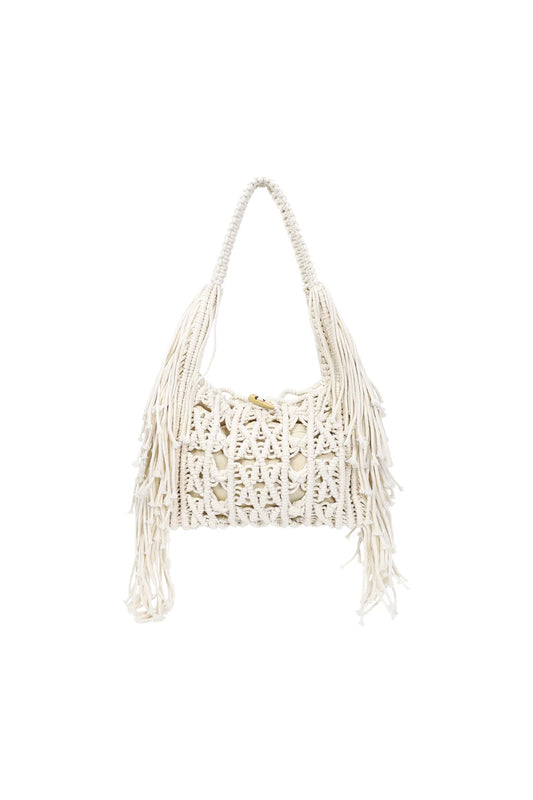 T005 Boho Macramé Schoudertas creme – 100% Katoen