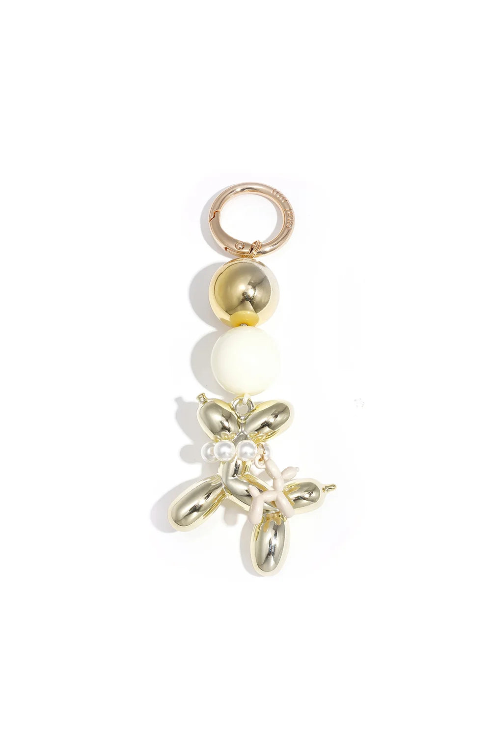 Tassenhanger dog goud wit T010