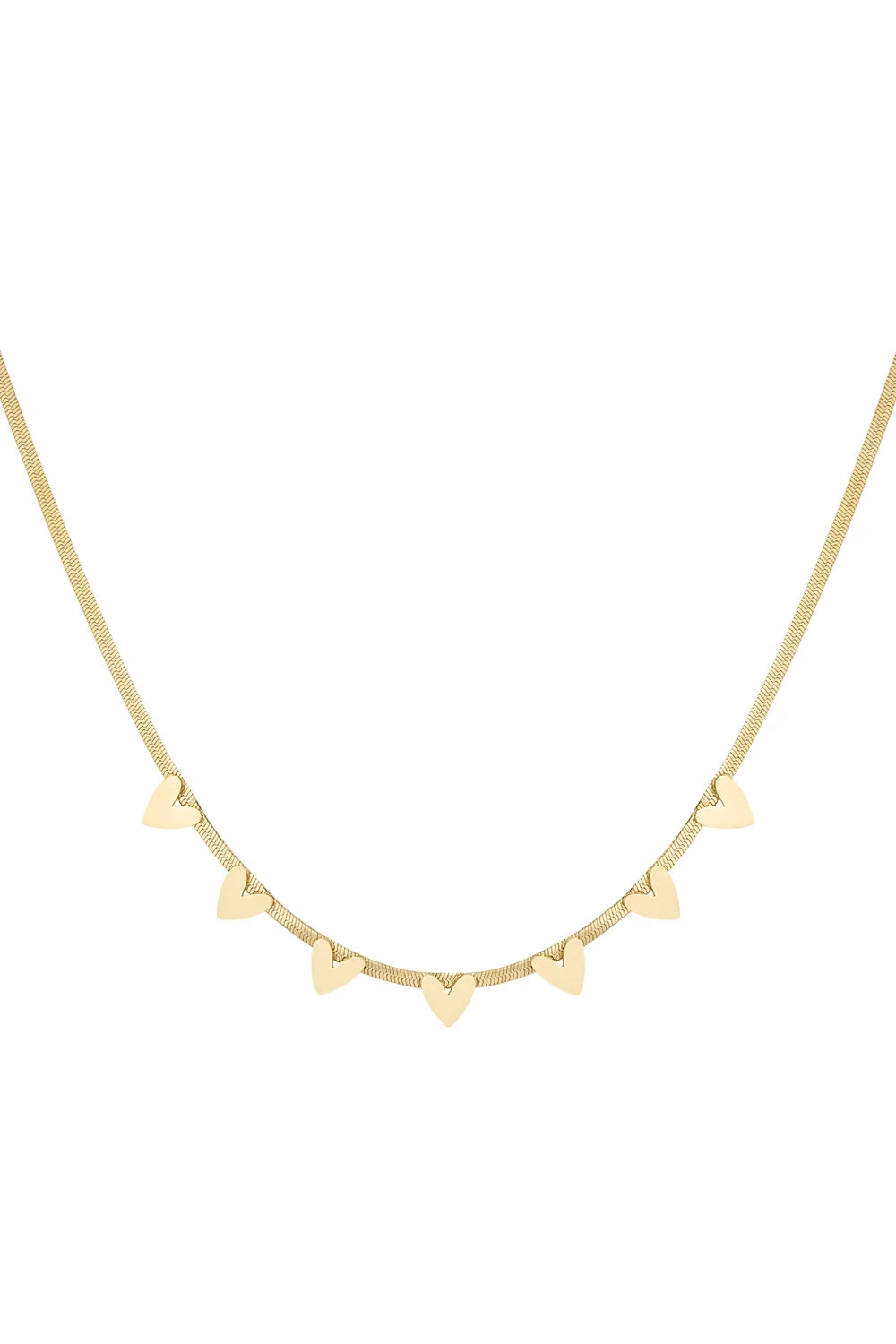 Lovely Hearts Ketting – Stainless Steel met Gouden Hartjes Bedels K026