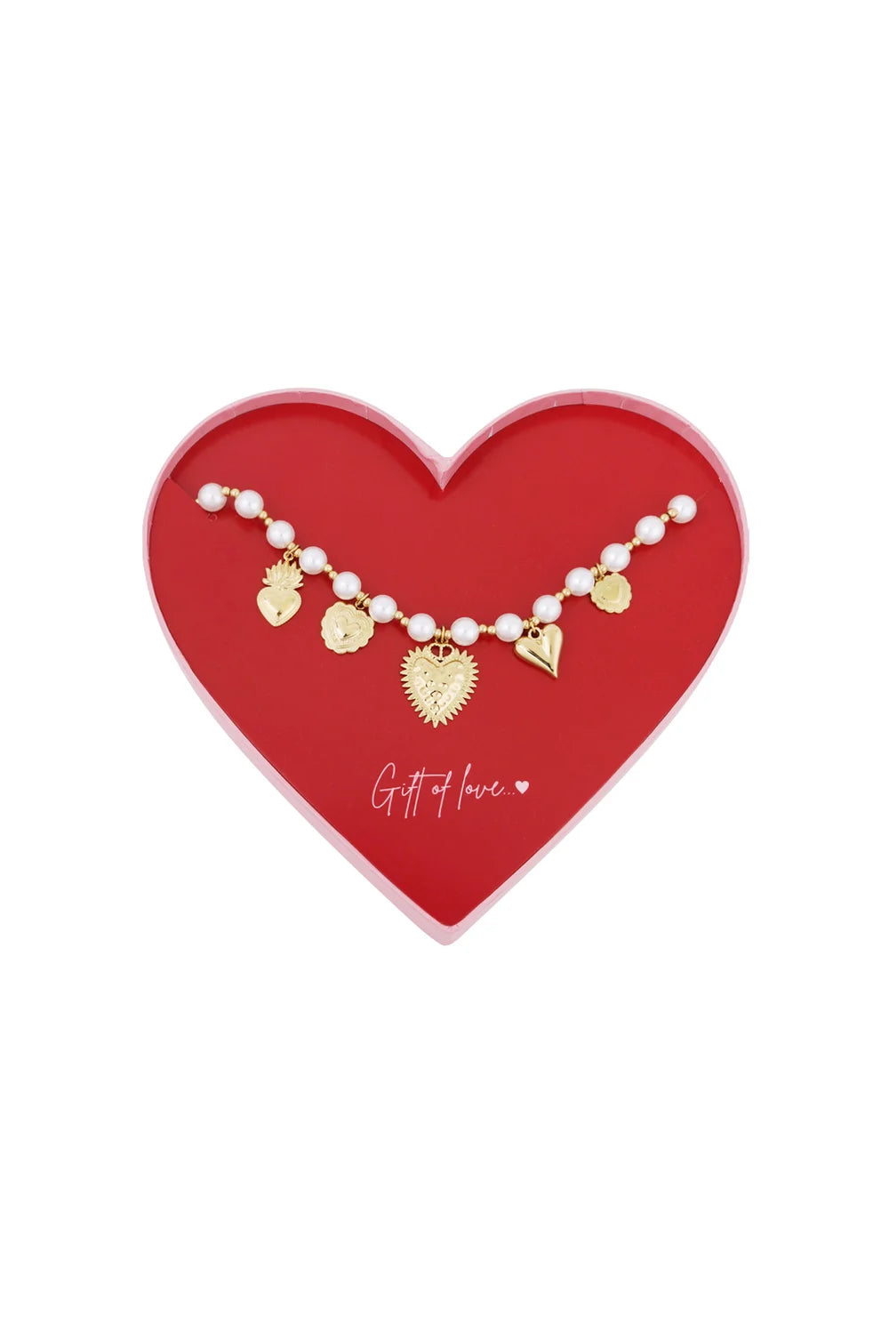 Cadeaubox 1 ketting hart met parels C005