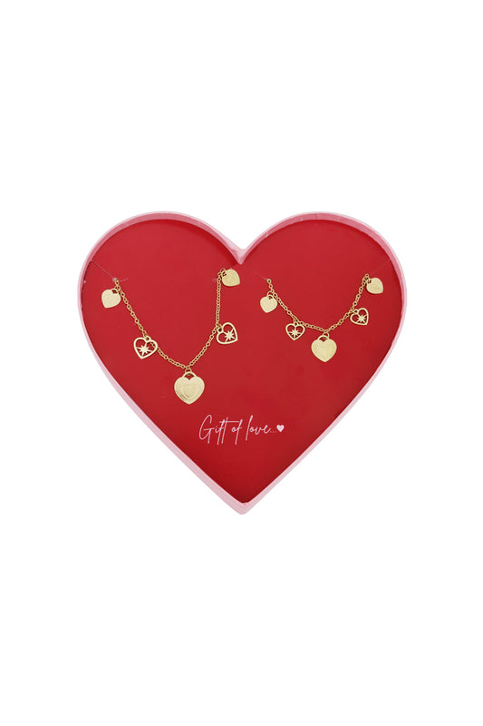 Giftbox C002 ketting en armband Hartjes Duo