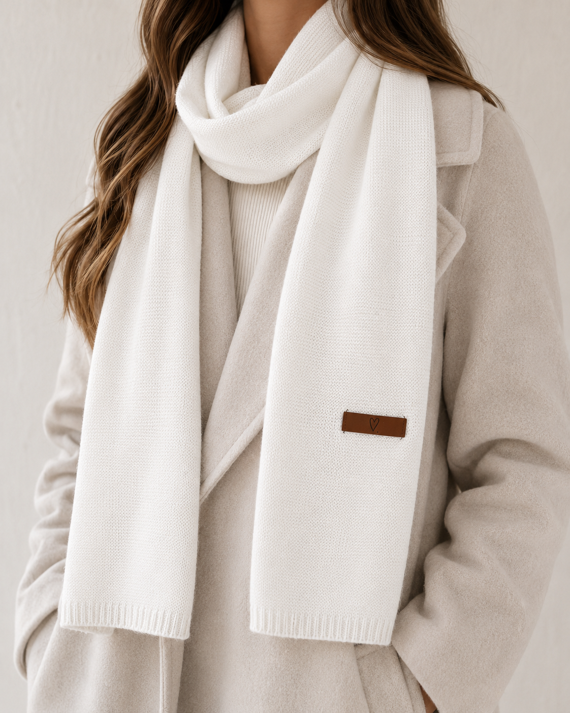 Dunne gebreide sjaal creme Z012