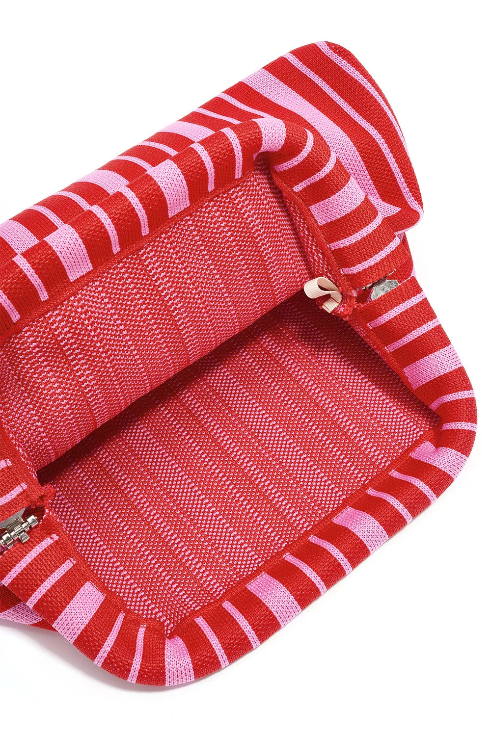 T012 Schoudertas met Roze/Rode Strepen & Gouden Chain Strap
