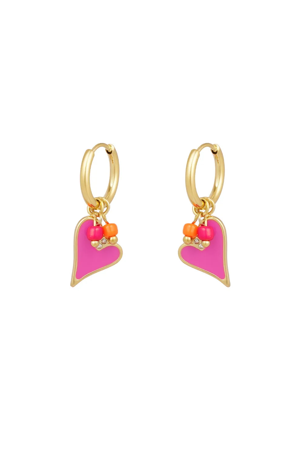 Hart Oorbellen met Strass & Emaille O017