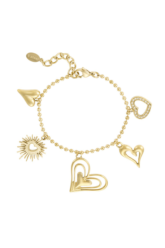 Golden Hearts Charm Armband – Luxe Stainless Steel Armband vol Liefde SA0016