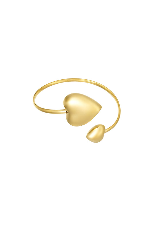 Golden Love Cuff Armband – Minimalistische Stainless Steel Open Armband SA0019
