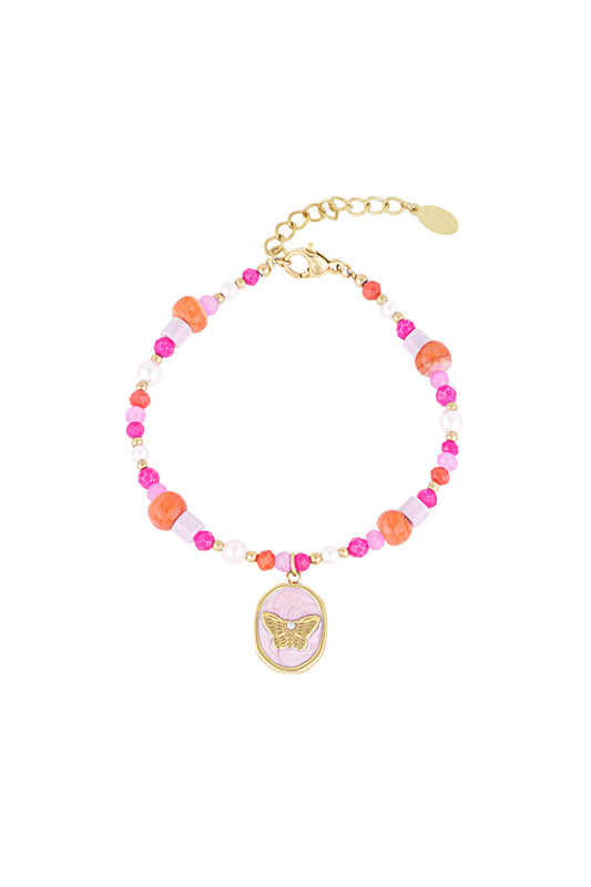 Butterfly Bliss Armband – Kleurrijke Stainless Steel Kralenarmband SA0024