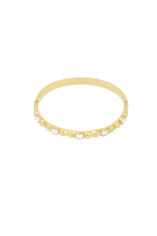 Golden Sparkle Bangle – Luxe Stainless Steel Armband met Kristallen SA0022