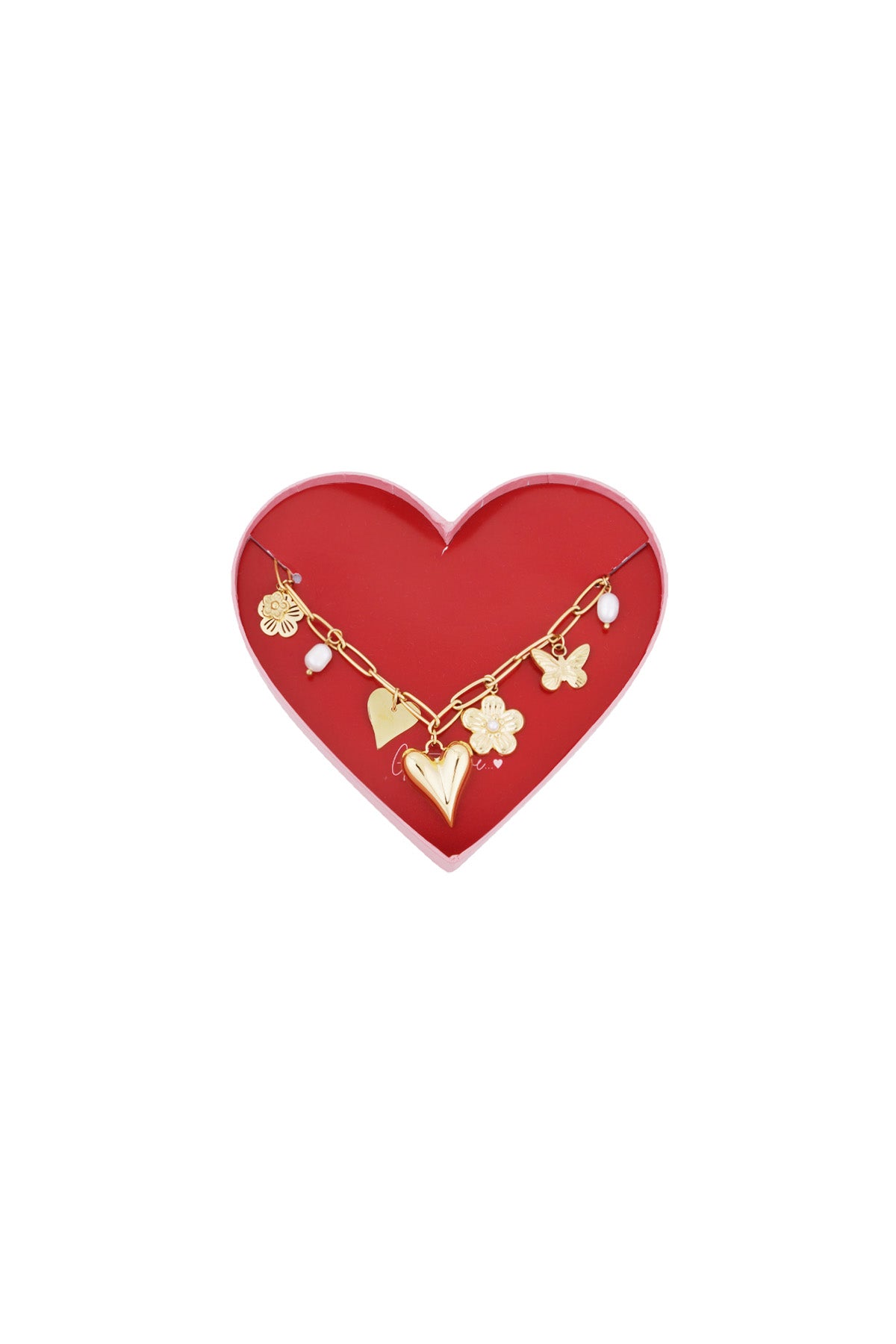 Giftbox C006 Luxe armband gold heard schakel