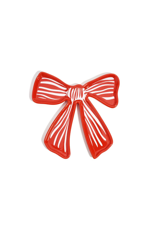Sweet Bow Keramisch Strik Schaaltje – Rood/Wit Decoratief Sieradenbordje S003