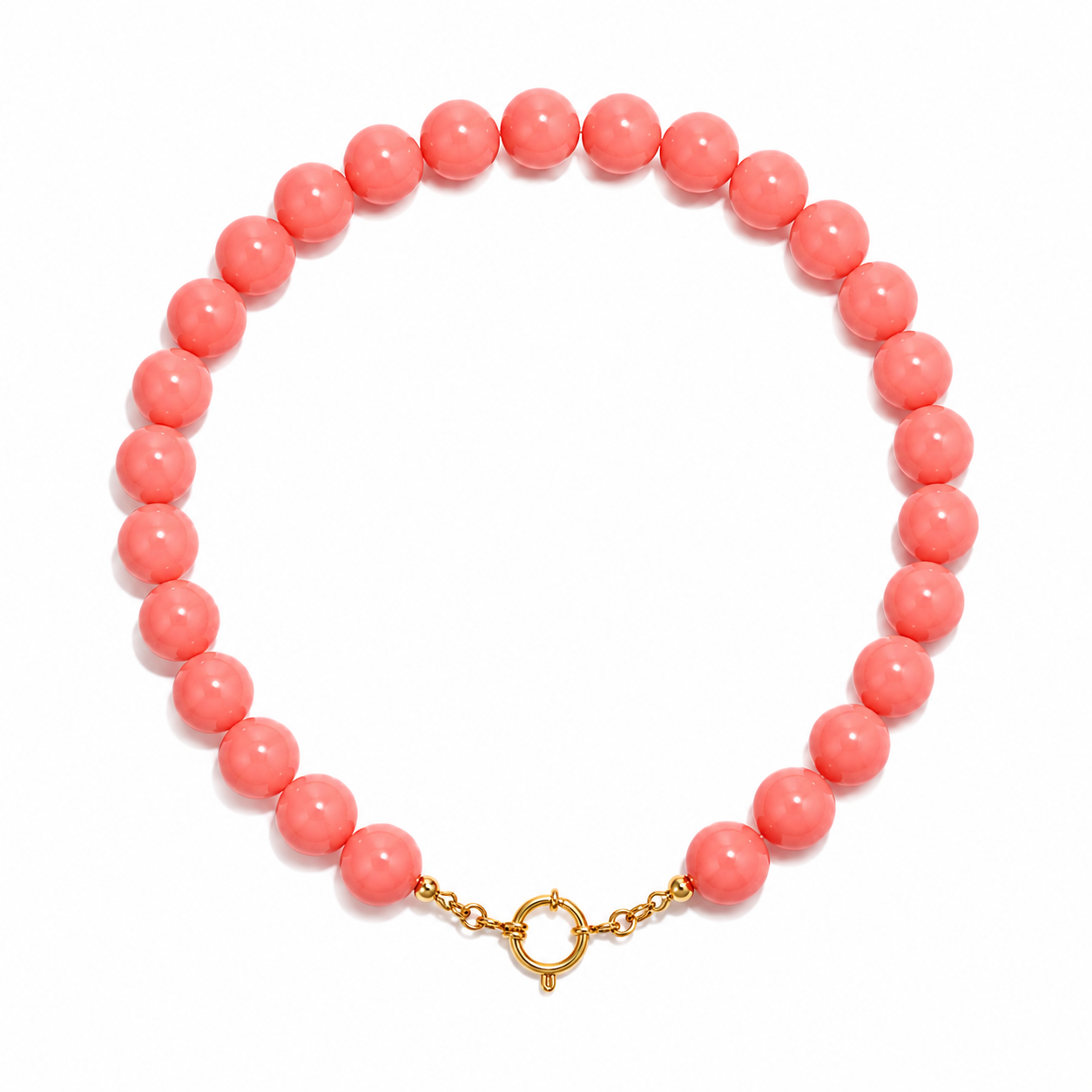 Stainless Steel Kralen Ketting – Soft koraal Elegance K014
