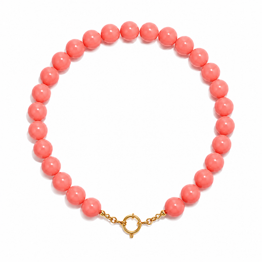 Stainless Steel Kralen Ketting – Soft koraal Elegance K014