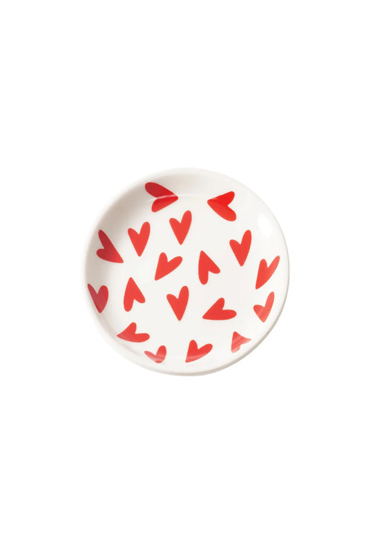 Love Hearts Keramisch Schaaltje – Wit Bordje met Rode Hartjes S002