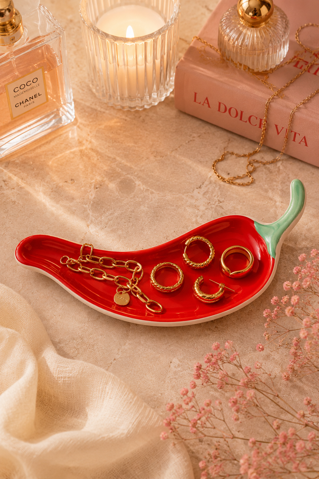 Pink Chili Keramisch Sieradenschaaltje – Romantisch Rode Peper Design S005
