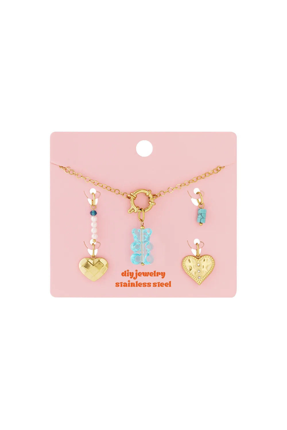 Sweet Heart & Cartoon Charm ketting  BK014