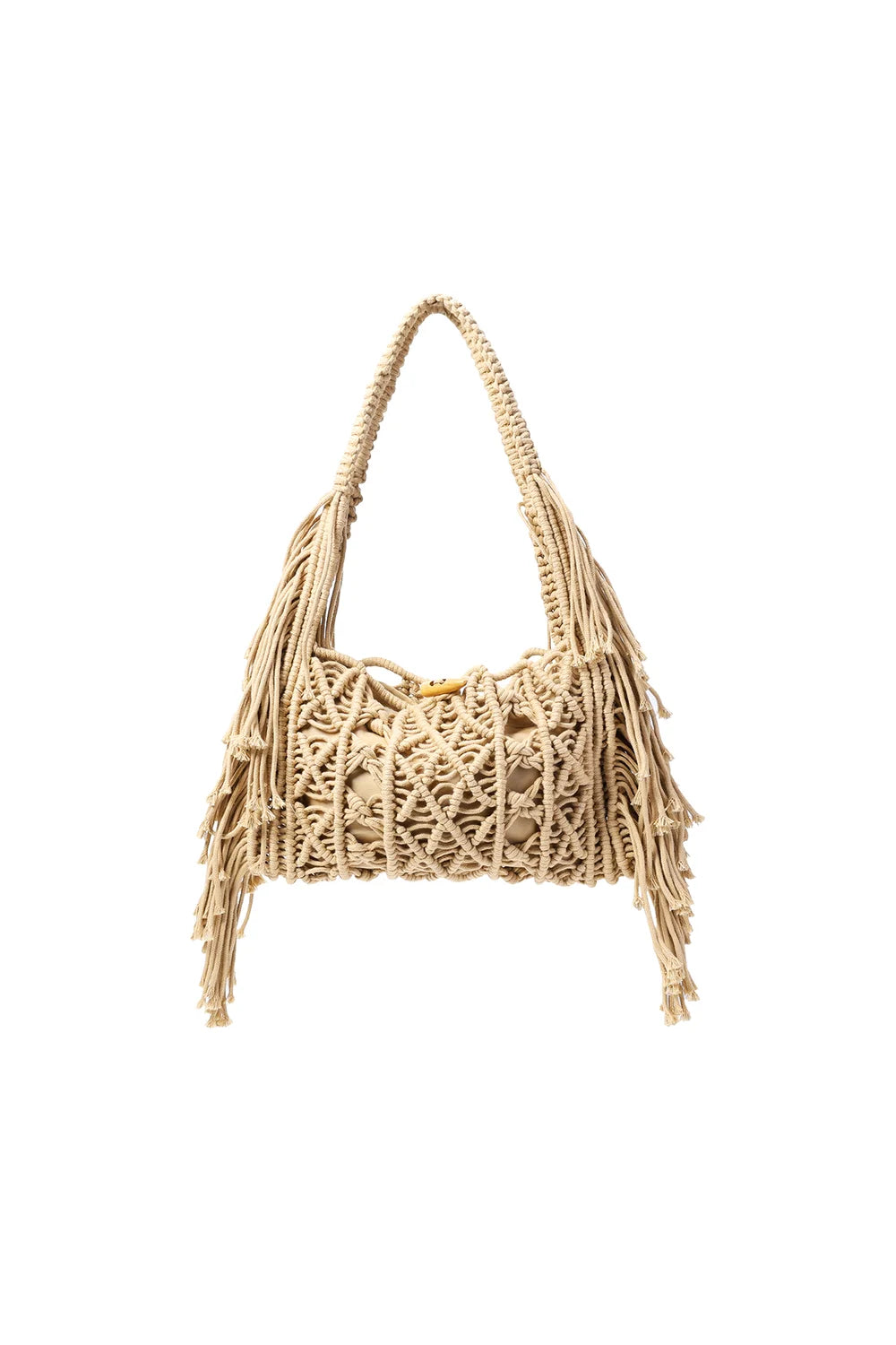 T004 Boho Macramé Schoudertas Beige – 100% Katoen