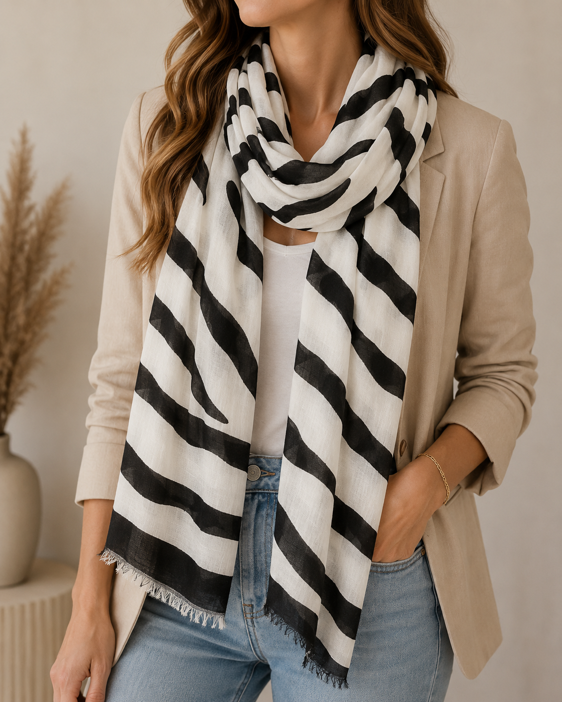 Soft Leopard Sjaal – Beige Panterprint Dames Sjaal FREE gift F010