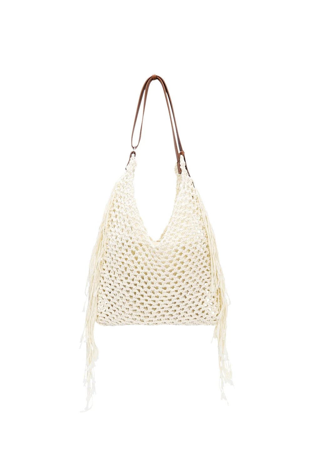 T007 Boho Hobo Tas – Gehaakt Katoen | Creme | Vakantie Must-have