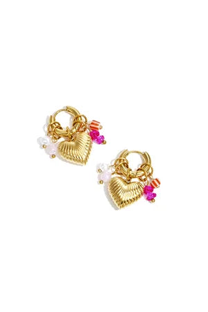 Sweet Heart Oorbellen met Kristal Details Stainless steel O011