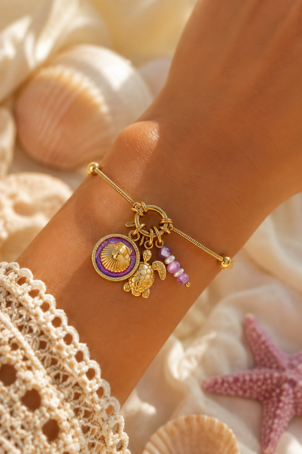 Ocean Turtle Charm Armband BA007