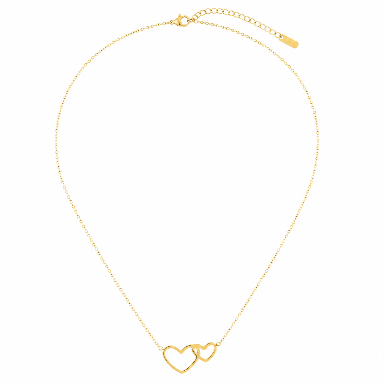 Gouden Dubbel Hart Ketting – Stainless Steel K035