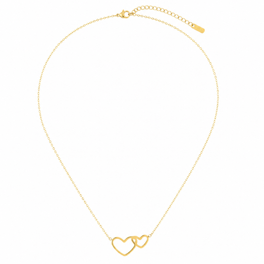Gouden Dubbel Hart Ketting – Stainless Steel K035