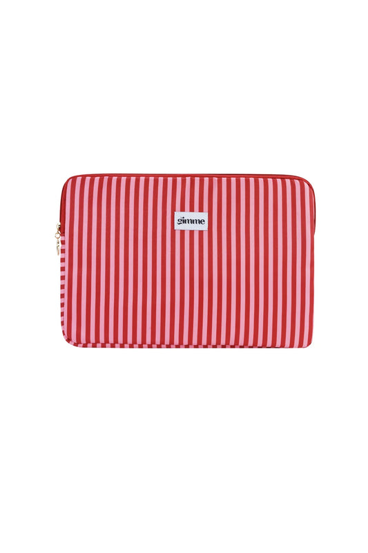 Laptophoes roze rood gestreept L004