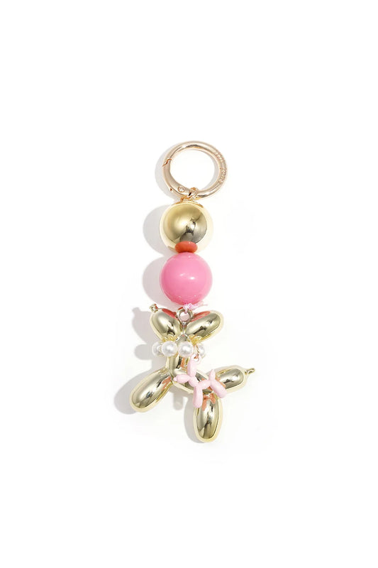 Tassenhanger dog goud roze T011
