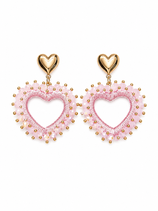 Oorbellen pink heart O005