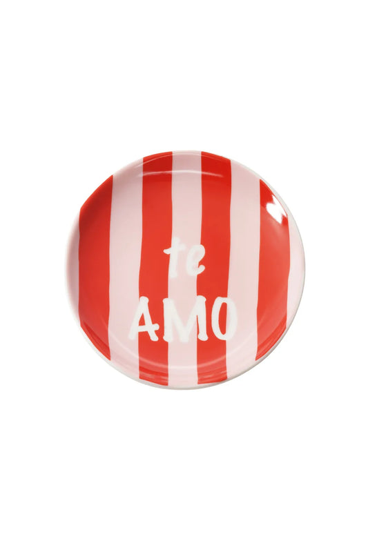 Keramisch Schaaltje – Rood/Wit Gestreept Liefdesdesign S001