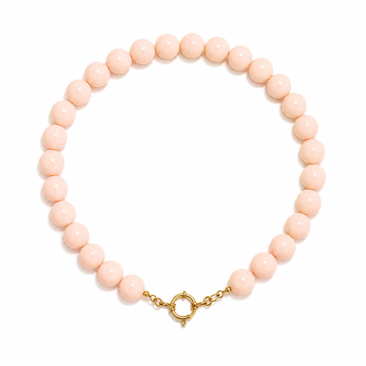 Stainless Steel Kralen Ketting – Soft zalm Elegance K013