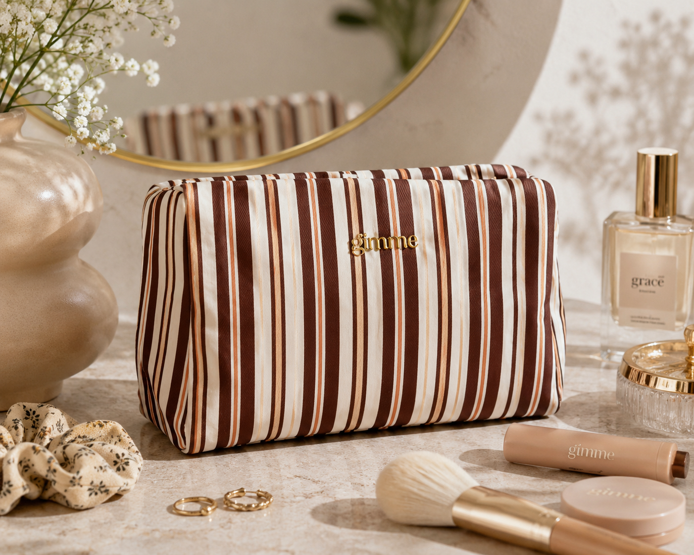 Compacte Toilettas & Cosmetica Etui Bruin/beige | Gimme M013