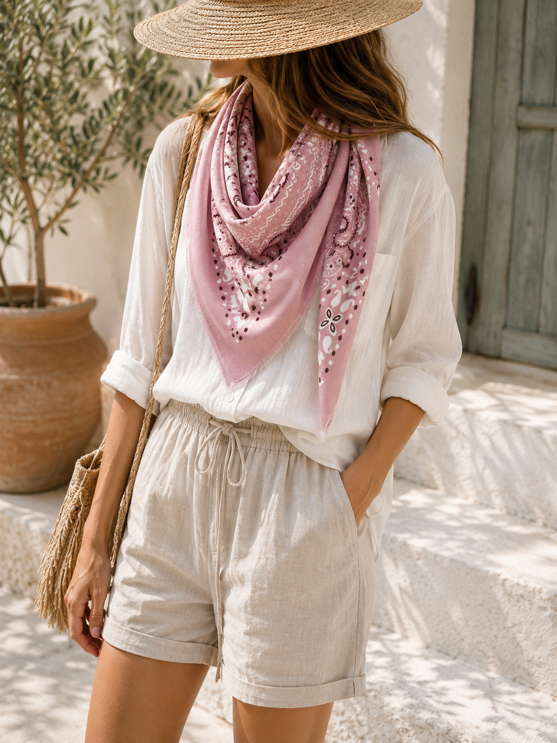 Bohemian Chic – Zachte Sjaal met Paisleyprint pink Z017
