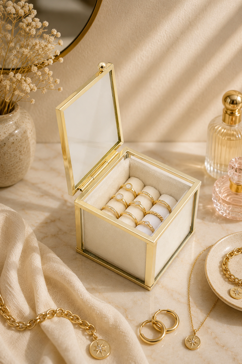 Sieradenbox creme klein SB003