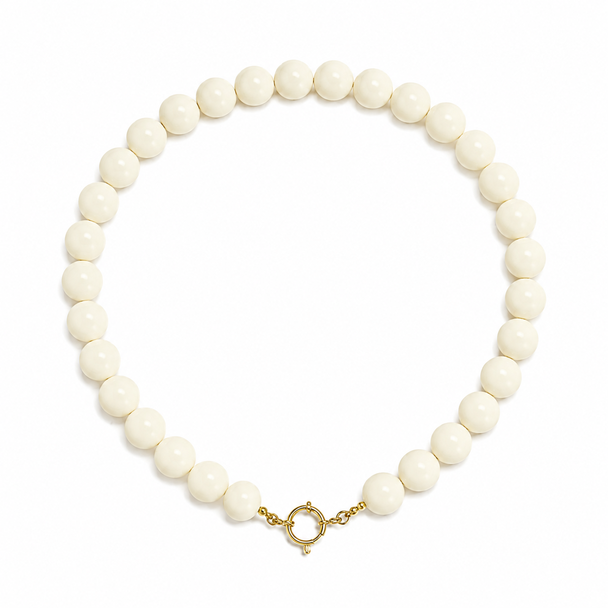 Stainless Steel Kralen Ketting – Soft creme Elegance K015