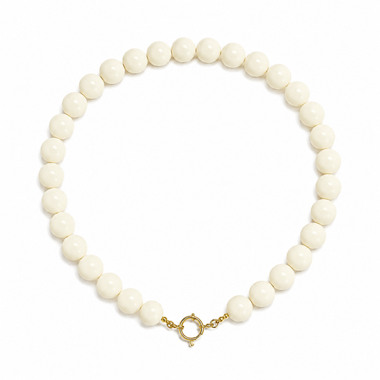 Stainless Steel Kralen Ketting – Soft creme Elegance K015