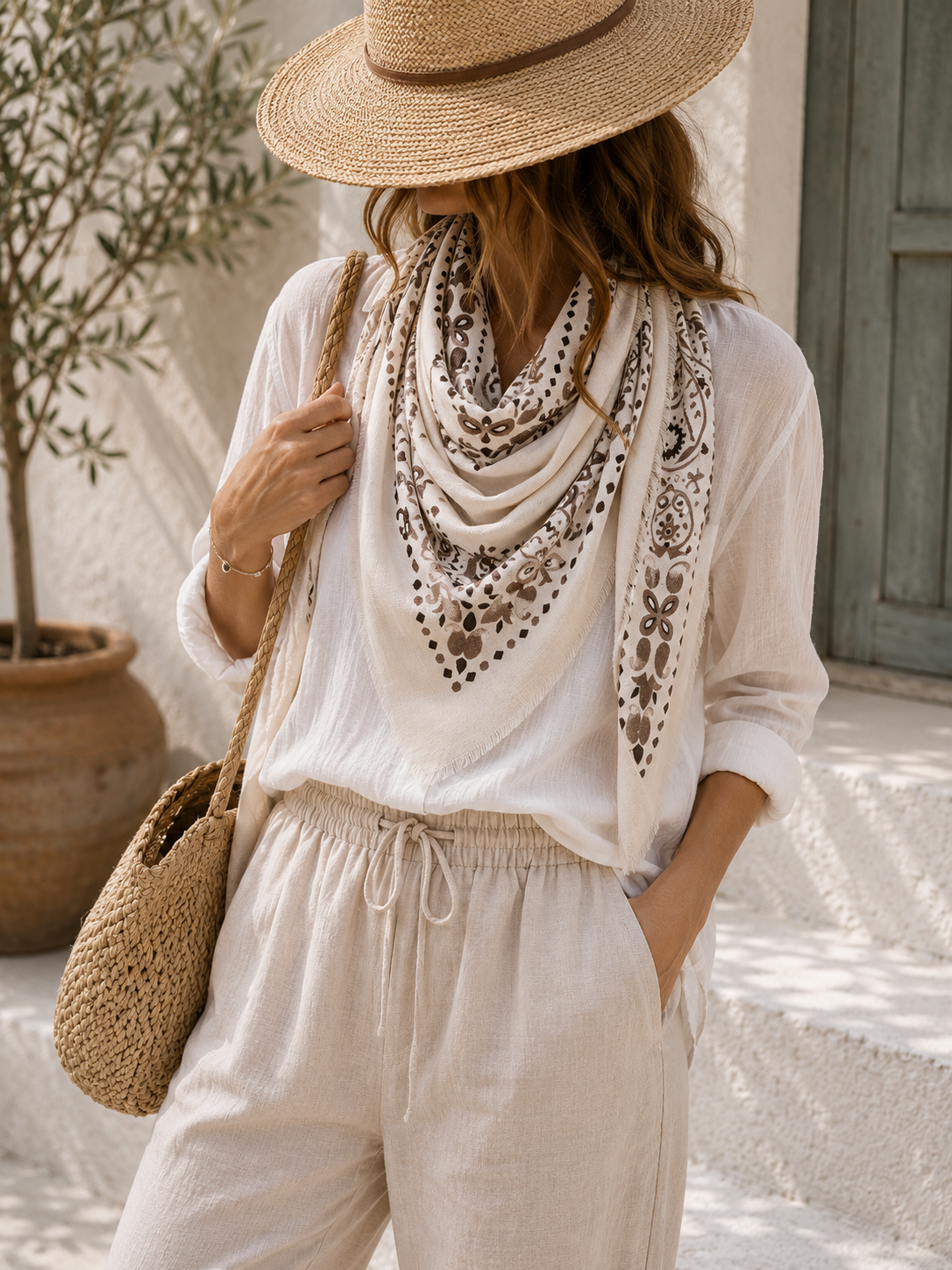 Bohemian Chic – Zachte Sjaal met Paisleyprint beige Z018