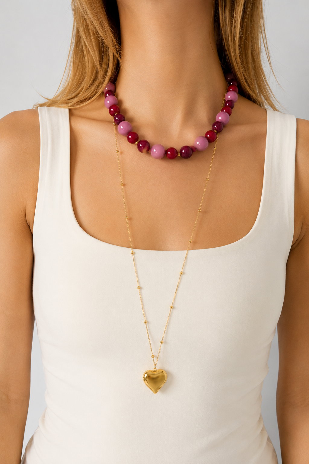 Lange ketting glad hart K003
