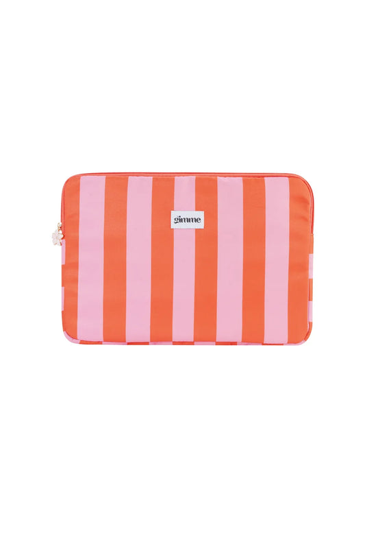 Laptophoes Roze oranje gestreept L006